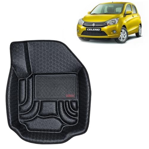 Image of OTO2EYE Car Floor Mat 4.5D Compatible for Maruti Suzuki Celerio (2014 to 2021) All Model, 100% Waterproof Tray Shape, Set of 3 Pieces, Top Notch PVC 4.5D Foot Mats, Washable, 1 Year Warranty