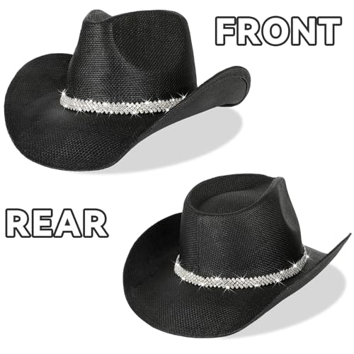 Image of WQWOVRVO Cowboy Hat,Cowgirl Hat,Western Cowboy Hats for Women /Mens /Straw Wide with Shapeable Brim Cowboy Hat for Womens