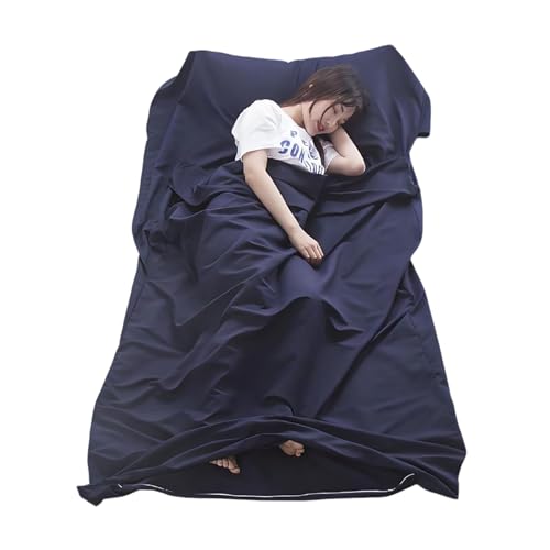 Draps de Sac de Couchage Cotton, Sac de Couchage 2 en 1 avec Fermeture éclair, Sac a Viande Ultra légèr avec Compartiment Oreiller Ajouté, Les Auberges et Les Cabanes de Montagne