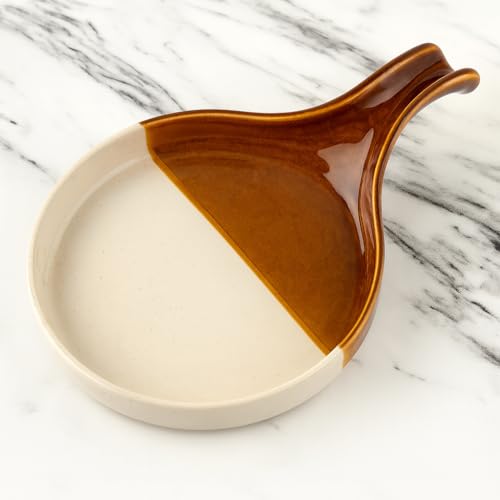 Image of BLACKCARROT Brown & White Handle Serving Platter | Microwave Safe