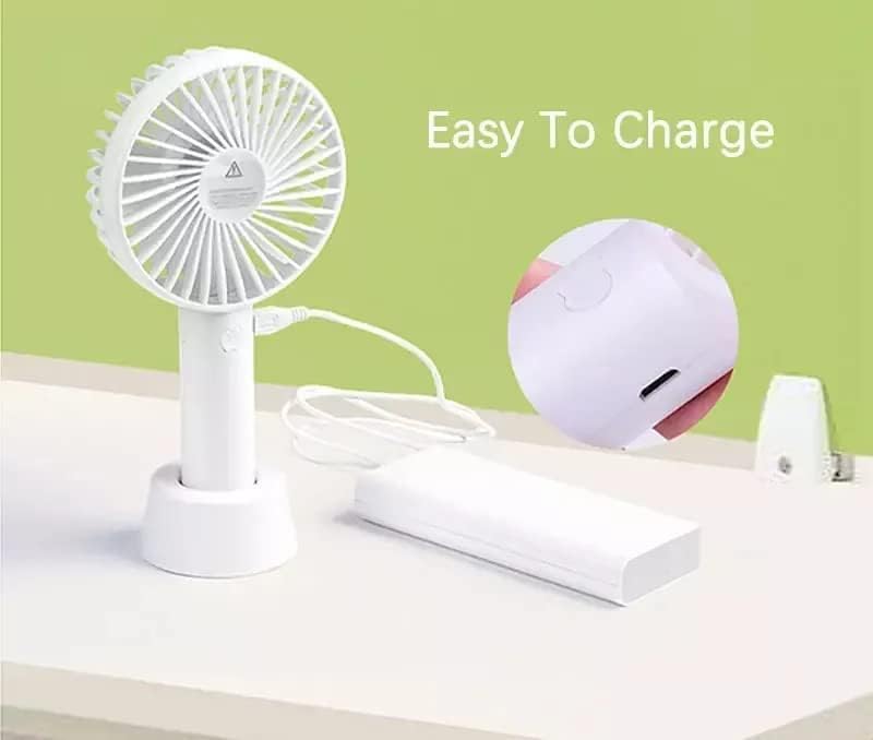 Image of One94Store Compact Mini Fan White, Portable USB Rechargeable Fan High Speed Handheld Table Fan with Stand, Small Personal Cooling Desk Travel Fan for Home Office Outdoor