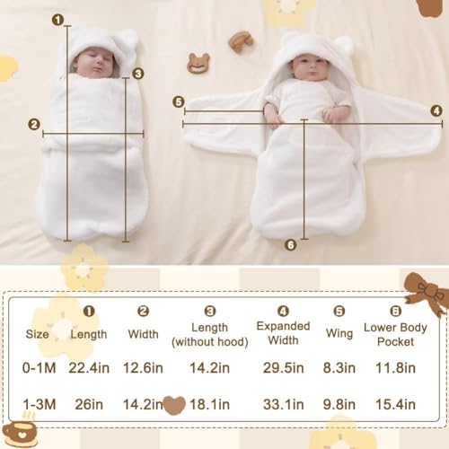 Image of AiWMGL Baby Winter Fleece Swaddle Blanket 3-6 Months Boys Girls Warm Adjustable Newborn Swaddling Wrap Soft Plush Sacks