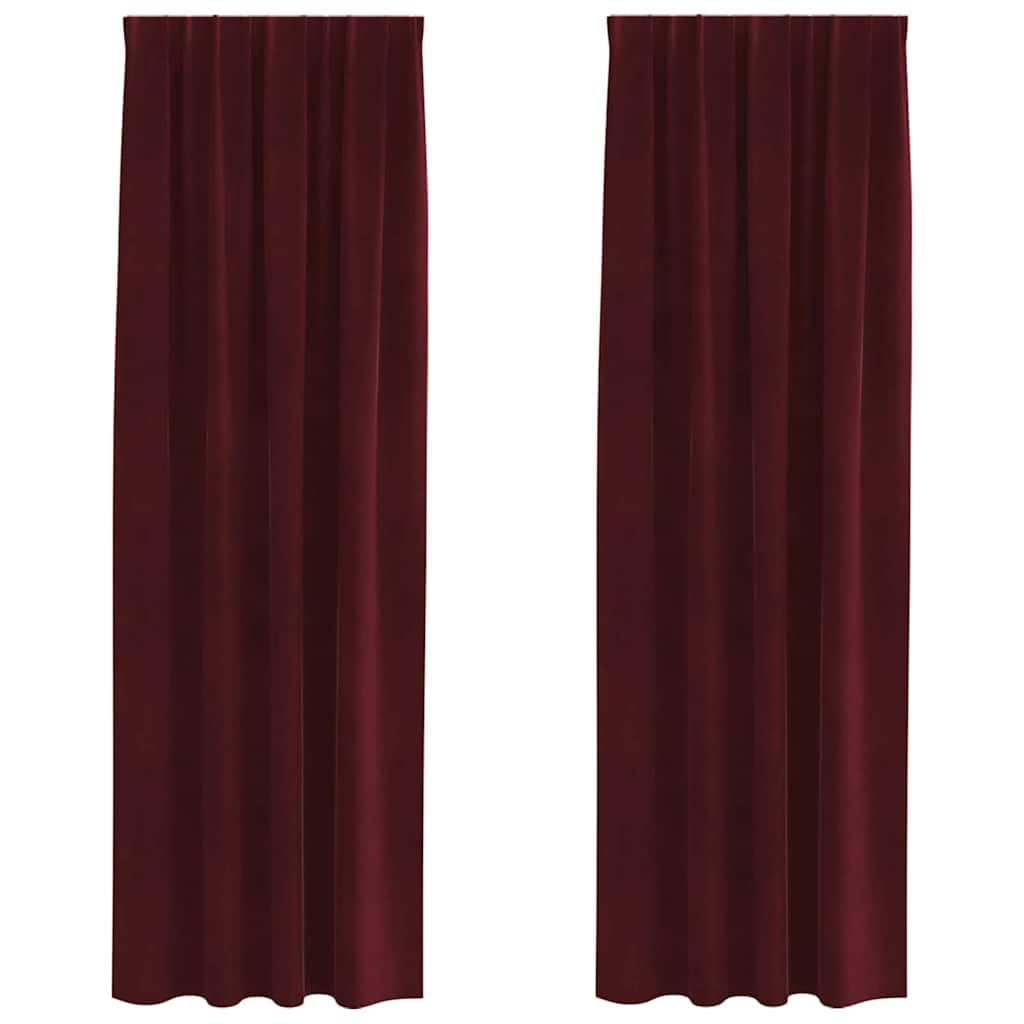Juego de 2 cortinas opacas de terciopelo, 140 x 225 cm, color rojo vino, cortinas opacas con trabillas para sala de estar y dormitorio, elegante cortina con trabillas para privacidad