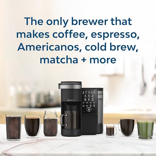 Image of BRUVI Single-Serve Coffee Maker Bundle | Brews Coffee, Espresso, Cold Brew, Matcha Green Tea & More | Includes Brewer + 20 Variety Pods | Touchscreen, WiFi, 70 oz Tank | Black