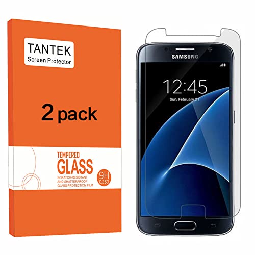 TANTEK [2-Pack Screen Protector for Samsung Galaxy S7,Tempered Glass Film,Ultra Clear,Anti Scratch,Bubble Free,Case Friendly