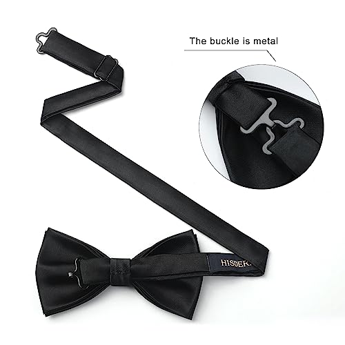 HISDERN Bow Ties for Men Pretied Bowties Classic Formal Business Bow Tie Adjustable Tuxedo Bowtie for Wedding Party4