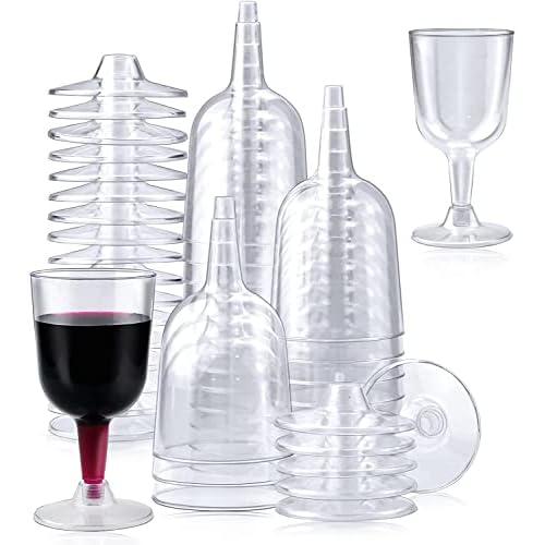 KAHEIGN 50Pcs Weingläser Plastik Stielgläser, 170ml Weingläser Transparente Wiederverwendbare Dessertbecher für Hochzeiten Partys für Whisky Champagner Bier oder Pudding Mousse (12 x 6,5cm)