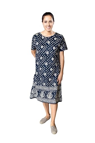 Image of LA CERA Women's Cotton Knit Summer A-Line Dress with Side Pockets