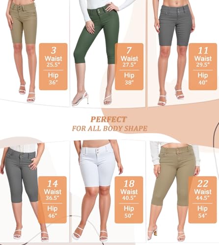 Hybrid & Company Women's Butt Lift V2 Super Comfy Stretch Denim Bermuda Shorts Capri4