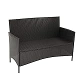 ESTEXO Polyrattan Gartenbank 2-Sitzer Schwarz - 3