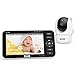 GHB Camara Vigilancia Bebe con 5" HD Pantalla Vigilabebés con Cámara, Batería de 4000mAh Soporta 4 Cámaras, Pantalla Dividida, 4×Zoom, Visión Nocturna, Comunicación Bidirecciona Escucha Bebes