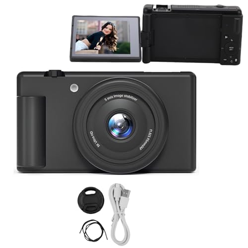 MechKit Cámara Digital 5K con WiFi, 80MP HD 18X Zoom Enfoque Automático 180 Grados Cámaras de Vlogging con Pantalla Abatible de 2,8 Pulgadas, Giroscopio de 5 Ejes Soporte Antivibración (Negro)