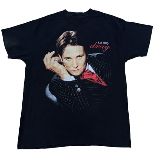 DHXKLCF VTG K.D. Lang Music Lover Cotton T Shirt Men WomenBlackXL