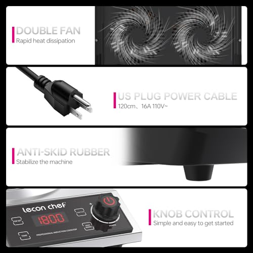 leconchef Induction Cooker with Wok 1800W Professional Electric Induction Burner with 11-Level Setting for Cooking,24-hour Timer and Preset,Keep warm,14\" Carbon Steel Wok Included