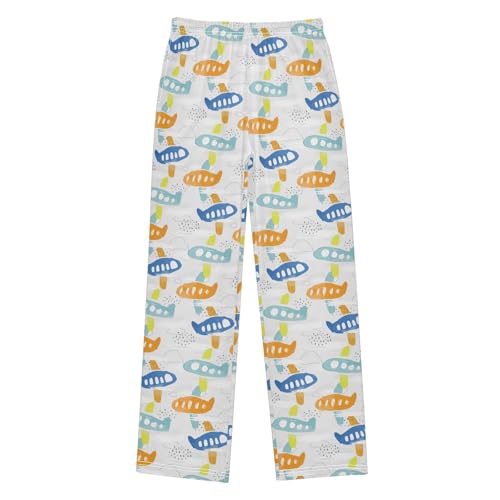 ZZXXB Aircraft Watercolor Boys Long Pants Soft Trousers Elastic Waist Kids Lounge Bottoms with Pockets S-XL