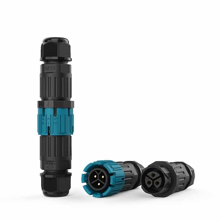 EW-M19 Male Female Waterproof Led Strip 3 Pin Mini Wire Nuts Electrical Butt Plug Cable Connector (for 7-10mm Cable)