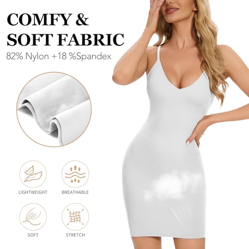Image of MISS MOLY Shapewear Dress Slip for Women Full Slip Tummy Control Body Shaper Seamless Cami Dress with Adjustable Strap
