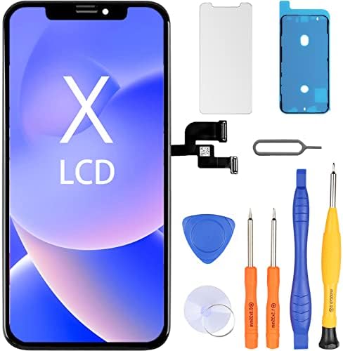 LL TRADER Screen Replacement for iPhone X LCD 5.8'' Retina FHD Display COF Touch Screen Digitiser with Repair Tool Kits, Waterproof Tape, Screen Protector (3D Touch Function)