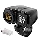 USB-Ladegerät mit LED-Anzeige,Motorrad-Ladegerät, Dual USB Voltmeter Ladegerät Multifunktionstemperaturmesser mit wasserdichter Abdeckung für Marine, Boot, Motorrad, LKW, Golfwagen
