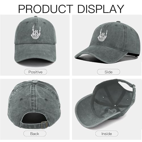 Gorra con manos esqueléticas bordadas para hombre y mujer miniatura 2