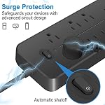 Surge Protector Power Bar, 10-in-1 Charging Station with 6 Widely Spaced AC Outlets & 4 USB Ports (USB-C), Flat Plug Extension Cord, Wall Mount Multi-Plug Outlet Extender for Home, Office