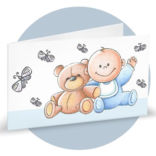 Ingrosso e Risparmio 40 Bigliettini bomboniere Nascita Bimbo Battesimo Maschio Orsetto Personalizzati per Confetti segnaposto sacchettini Bambino Fai da Te confettata Celeste