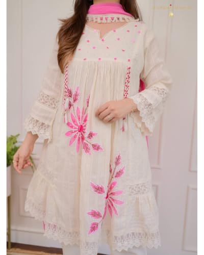 Image of HIMAIRA Women's Embroidered Kurta Pant Dupatta Set Designer Ethnic Suit Set for Women Straight Kurti with Pant & Dupatta Traditional Festive Salwar Suit Set