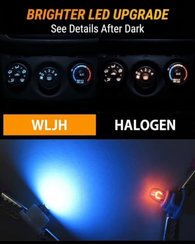 Image of WLJH Ice Blue A /C Climate Heater Control Dash Indicator Light Switch Led Bulbs Replacement Kit For Camry Corolla Tacoma Matrix, Pack of 10 | 3030 SMD, 150lm, Dimmable, Tacoma 2005-2011, Direct Replacement, Nighttime Readability, Stable Performance, 10-Pack