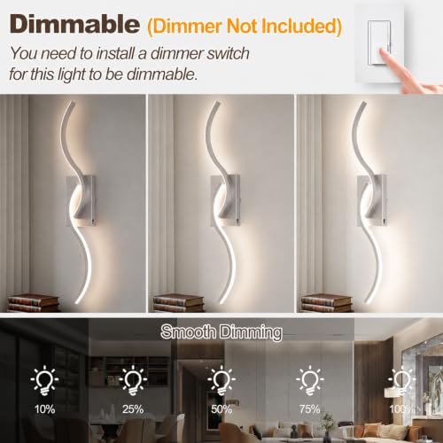 Image of Modern Wall Sconce Set of 2, 31.5 Inch 5CCT Dimmable LED Vanity Light Fixture, Satin Nickel Hardwired 2500K-5300K Wall Lamp, Indoor Bathroom Light Over Mirror for Bedroom Living Room Hallway