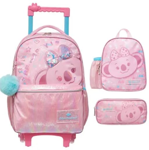 KIT ESCOLAR LILICA RIPILICA GOLDEN BOLSA CARRINHO SEM ALÇA, ESTOJO DUPLO E LANCHEIRA 100% ORIGINAL