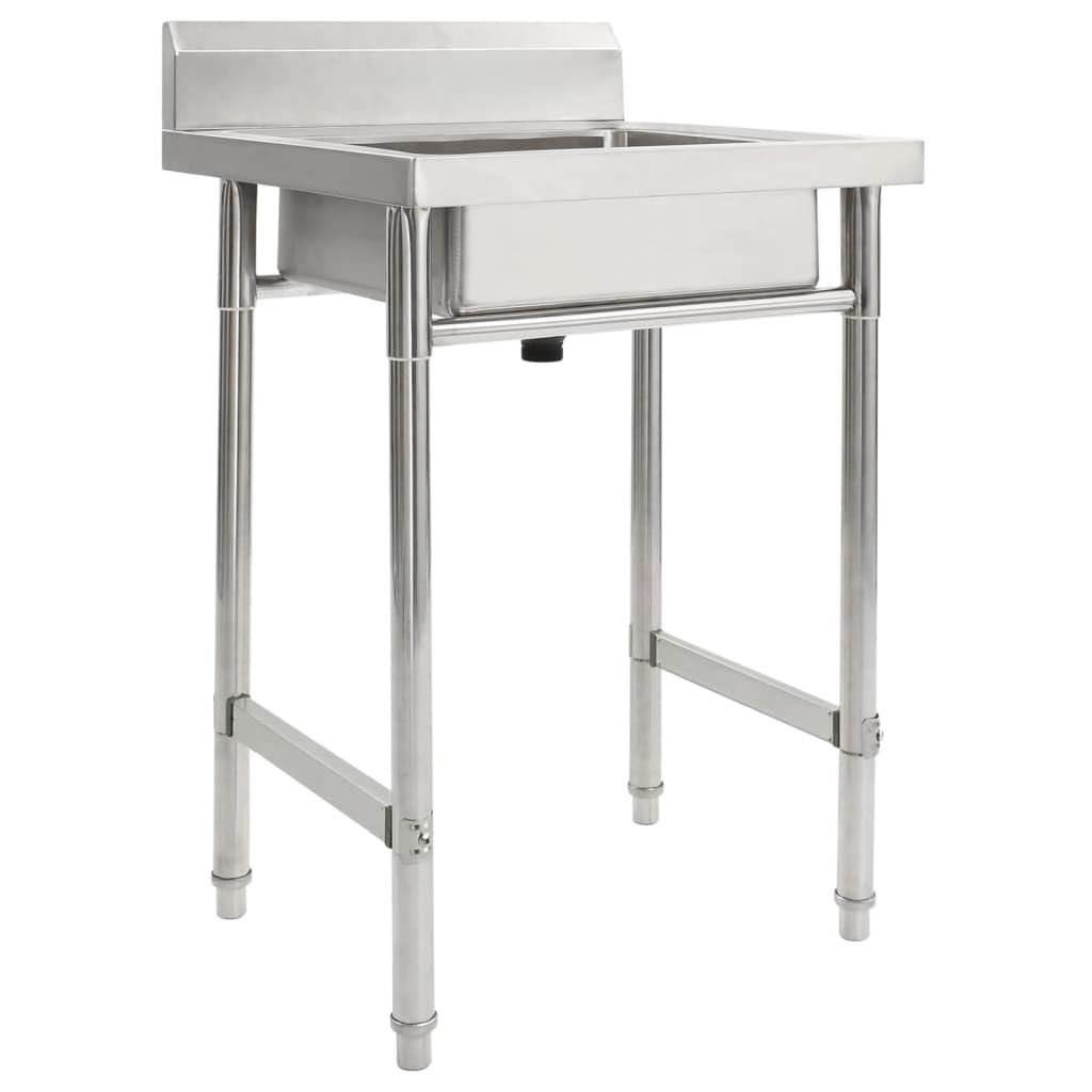 Évier de cuisine simple bac acier inoxydable 60x60x98cm encastrable avec tamis