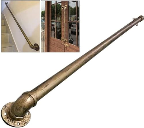 CIADAZ Pasamanos vintage de cobre dorado para escaleras interiores y exteriores, barandilla de seguridad para montaje en pared, barandilla de seguridad, barandilla de escalera de agua, tubería de agua
