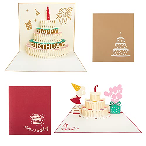 Cakeboy 3D Grußkarten Geburtstagskarte, 2 Stück Pop Up Karte Hochzeitskarte Cover
