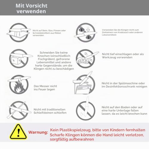 Foto von Cadrim Keramikmesser Set 5-teilig, Kochmesser mit Klingenschutz, Gemüsemesser und Kochmesser, Keramik Küchenmesser zum Schneiden Obst Gemüse Fleisch (Schwarz)