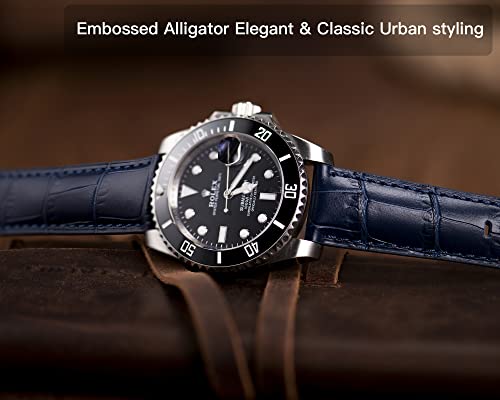 Ottoody Alligator Grain Leather Watch Bands, Quick Release Top Grain Leather Watch Straps For Men & Women - Choice Of Color & Width 18Mm, 20Mm, 21Mm Or 22Mm, Wristband For Watch & Smartwatch #TOP4