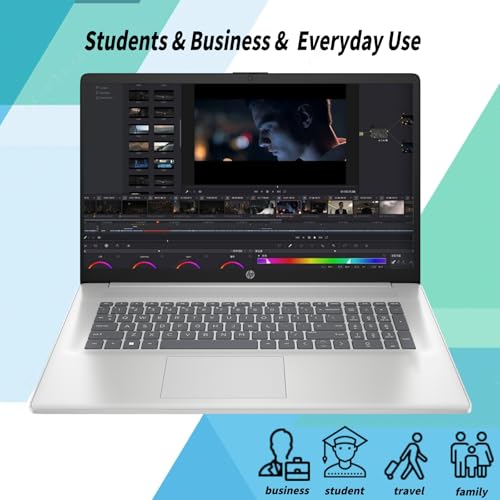 Image of HP 17 Laptop Computer for Business and Students, 17.3 inch HD+ Display, Intel 10-Core i5-1334U,Windows 11 Pro, Numeric Keypad,Silver (16GB RAM | 1TB SSD)