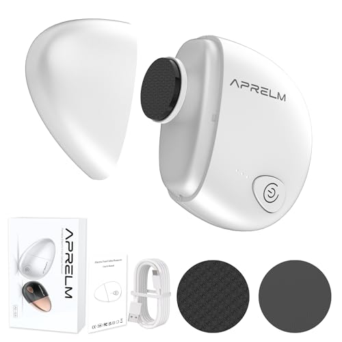 AprElm Portable Electric Hand & Foot Callus Remover with 2 Glass Grinding Heads Rechargeable 800RPM Mini Electric Hand & Foot File for Travel Outdoors Climbers Gym Athletes (E9 Pearl White)