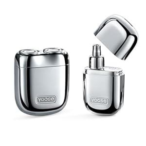 Grooming Bundle: Mini Shaver and Nose Hair Trimmer, IPX7 Waterproof, Travel Size, USB-C Rechargeable, Wet & Dry Use Silver