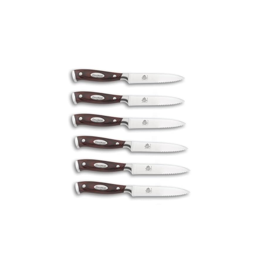 Bavarian Knife Works 19 Pieces Kitchen Knife Set, Knife Block Set with Steak Knives, Razor Sharp Blades, Ergonomic Pakkawood Handle, Light Weight Easy to Sharpen made of German Steel