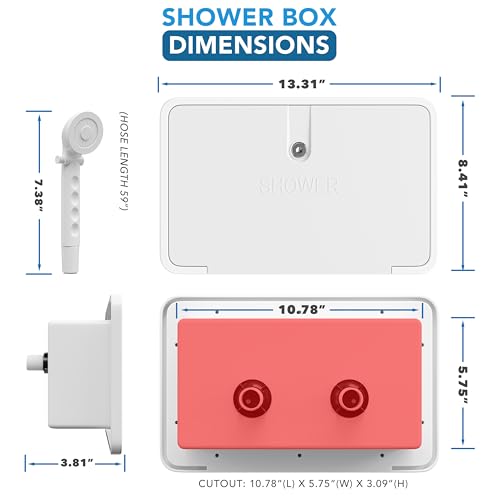 Image of RV Exterior Shower Box Kit ABS Hose Camper Trailer Cowboy Shower (White)