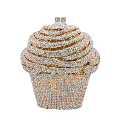 Image of Women Ice Cream Crystal Evening Bag Luxury Rhinestone Clutch Wedding Party Minaudiere Purse and Handbag for Cocktail