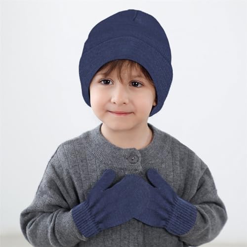Cute Baby Winter Hat Mittens Set Toddler Beanie Hat Unisex Infant Warm Cap with Gloves for Cold Weather Boys Girls3