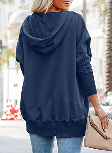 Image of PRETTYGARDEN Women's Casual Long Sleeve Zipper Sweatshirt Drawstring Loose Quarter Zip Pullover Tops with Pockets
