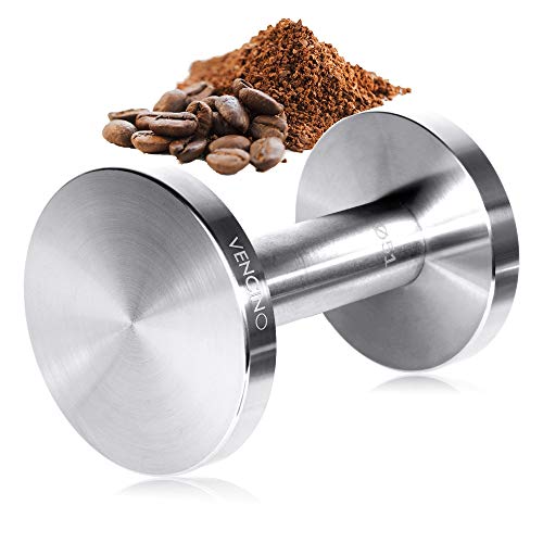 Coffee Tamper, Barista Espresso Tamper, 51mm/58mm Dual Sided, Flat Base, Uncoated Solid Stainless Steel, Dishwasher Safe