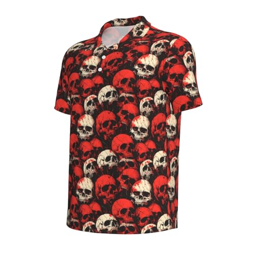 Red and White Skull Print Polo Shirts for Men-Funny Golf Shirts for Mens Short Sleeve Polos Polo T Shirts2