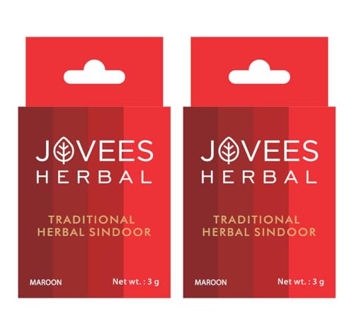 Jovees Herbal Traditional Sindoor- Deep Maroon 3g | Smudge-Proof & Long-Lasting | Intense Pigment Rich Color | Easy Application | Perfect For Brides | Pack of 2
