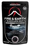 Fire & Earth - Organic Black Lava Salt - 1.0lb - Hawaiian Lava Black Sea Salt - Black Salt,- Gourmet Finishing Salt for Seasoning - Fine Grain, With Activated Charcoal - For Rimming Cocktails, Cooking and More, Pack of 1