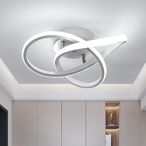 Comely Lampy sufitowe LED, nowoczesna lampa sufitowa 30W 3300LM, oprawa sufitowa LED, żyrandol akrylowy w kształcie kwiatu w kolorze białym do salonu, kuchni, sypialni, korytarza, białe światło 6500K