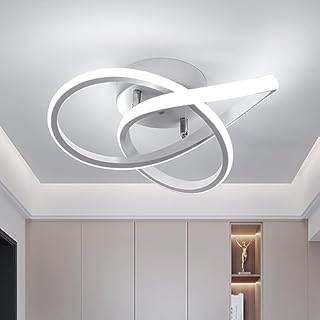 Comely Lampy sufitowe LED, nowoczesna lampa sufitowa 30W 3300LM, oprawa sufitowa LED, żyrandol akrylowy w kształcie kwiatu w kolorze białym do salonu, kuchni, sypialni, korytarza, białe światło 6500K