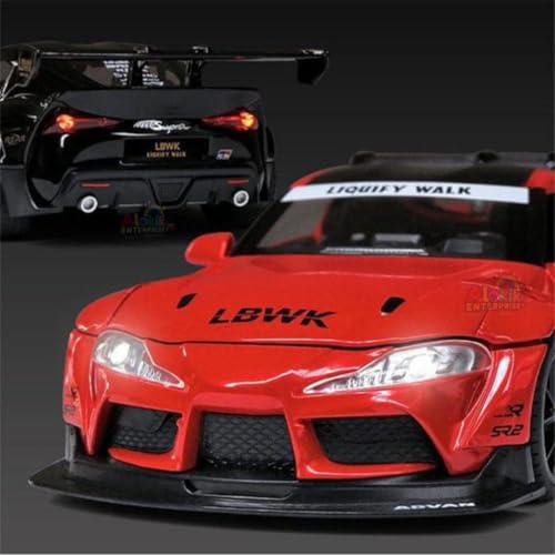 Image of WORSHIPER Compatible for 1:24 Toyota Supra LBWK Toy Car Model, Diecast Collectible Pull Back Model Car with Sound and Light, Toy Gift Vehicles for Adults Kids Boys Girls(Red)